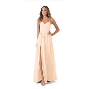Azazie Cora Floor Length Dress in Pearl Pink